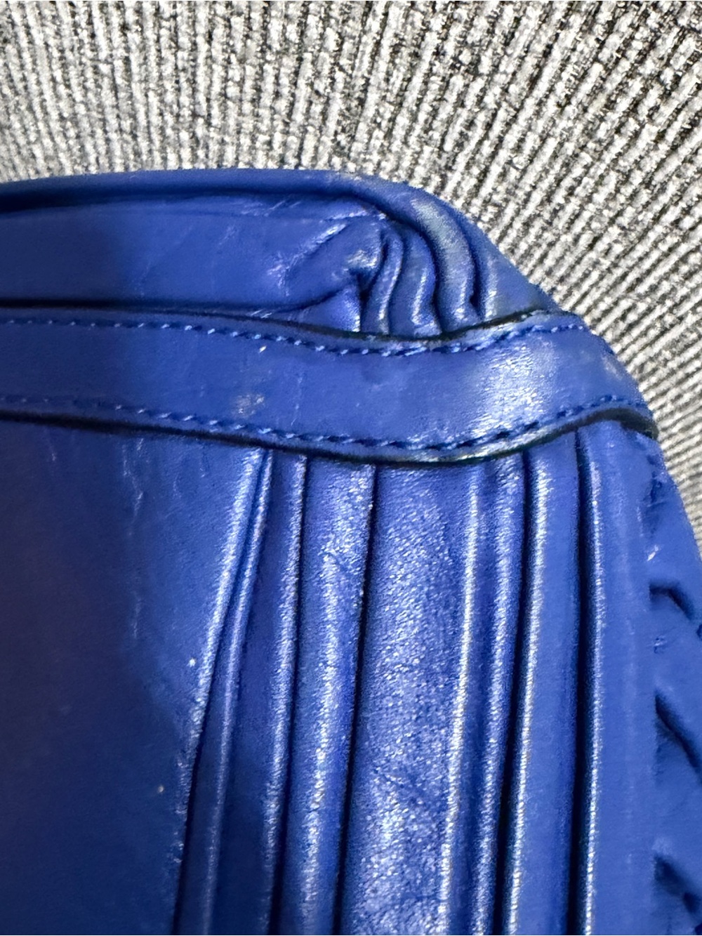Coach Blue Leather Pleated & Braided Satchel - Picture 5 of 9